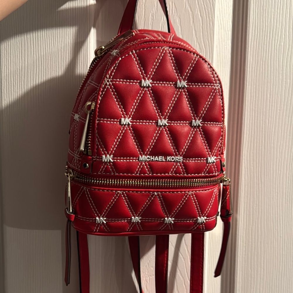 Michael Kors Red Quilted Leather Backpack